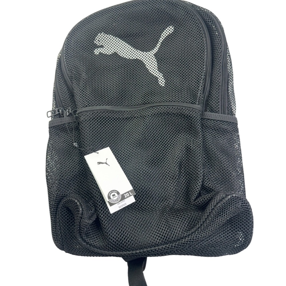 Puma Black Mesh 20L Backpack with Laptop Sleeve and Water Bottle Pockets NEW